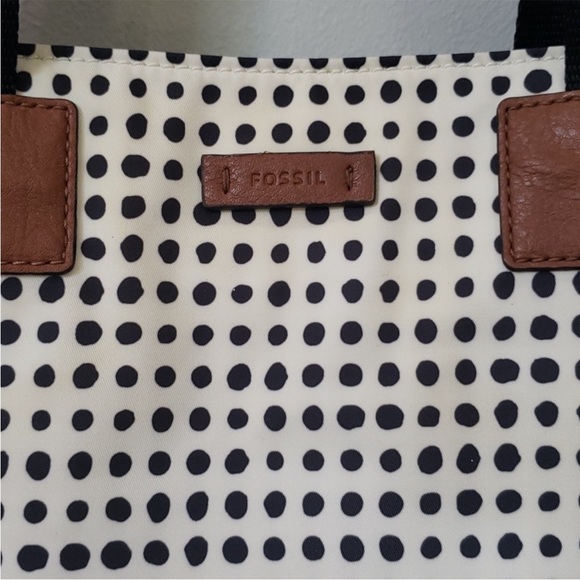 Fossil Tote Bailey Polka Dot Large Purse Bag Nylon Handles Baby Bag - Picture 3 of 4